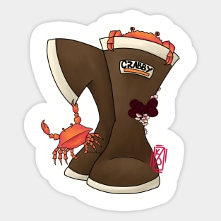 Crabby Rain Boot Sticker